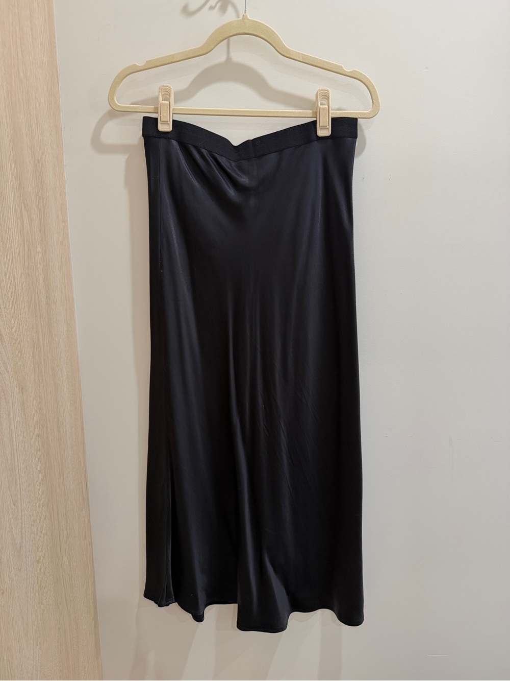 Rails Black Satin Midi Skirt